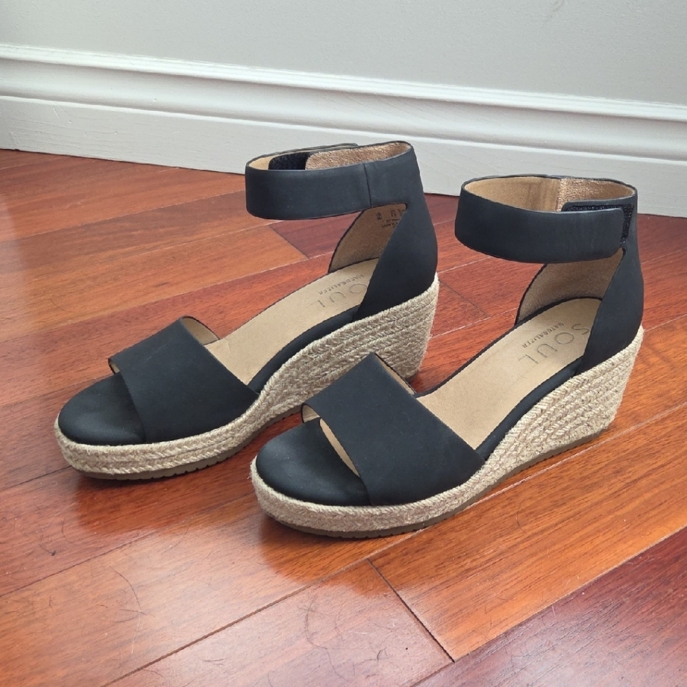 Naturalizer Black Wedge Espadrille Shoes